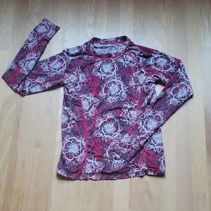Women's Red and White Floral Running Top